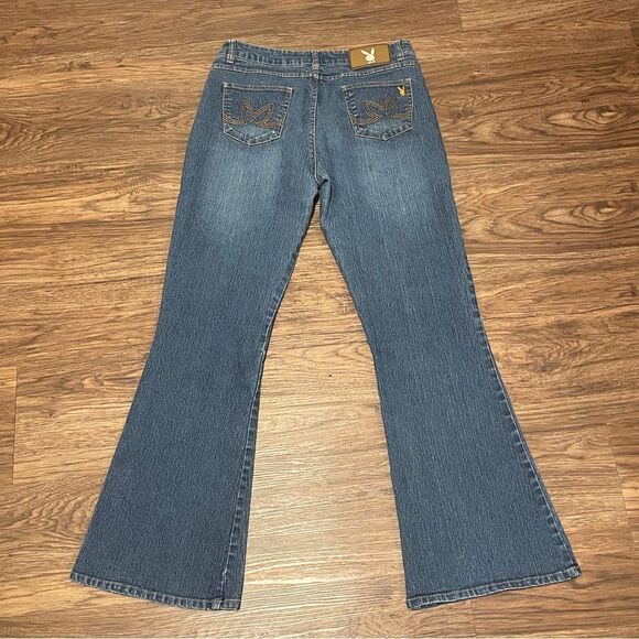 Vintage Playboy Flare Jeans With Factory Fading Blue Size 7 - Picture 9 of 9